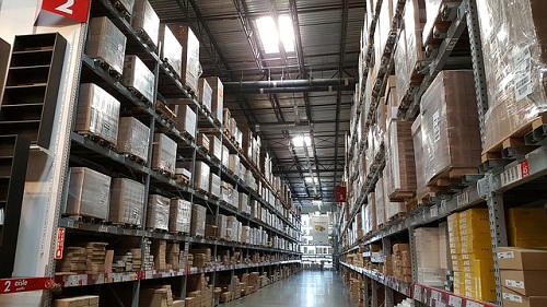 warehouse industrial with brown boxes